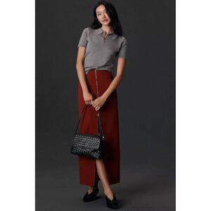 NWT Size M - Anthropologie Maeve Zip-Front Column Midi Skirt Red (NWT US$ 118)